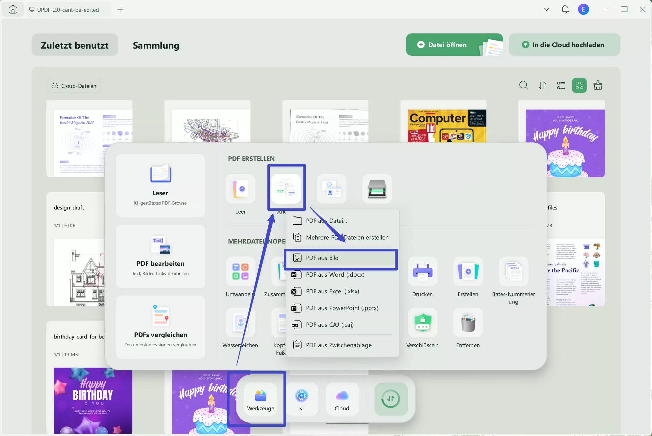 UPDF öffnet dann automatisch die erstellte PDF für Sie