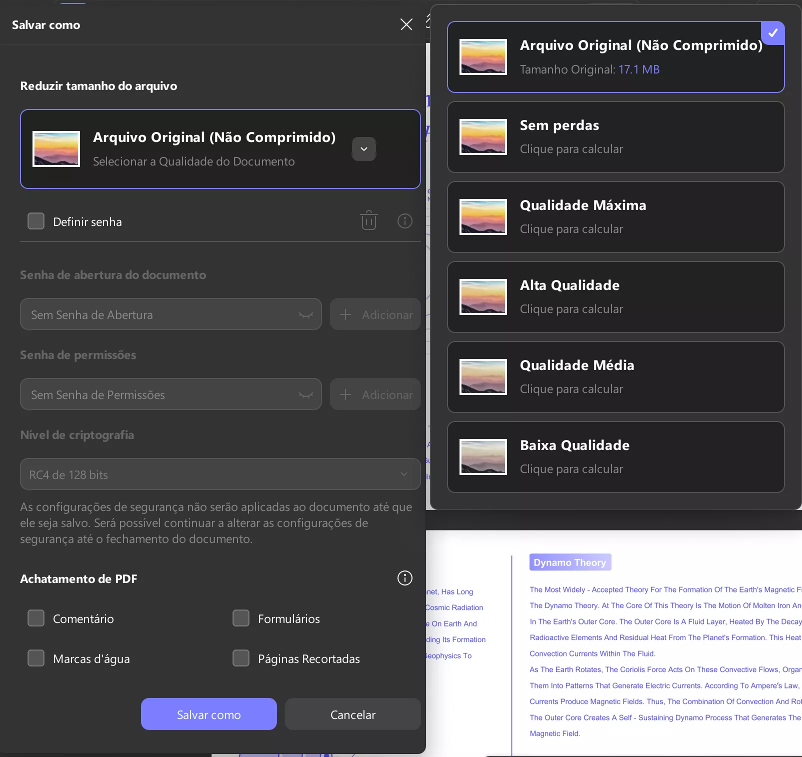 reduzir tamanho do arquivo