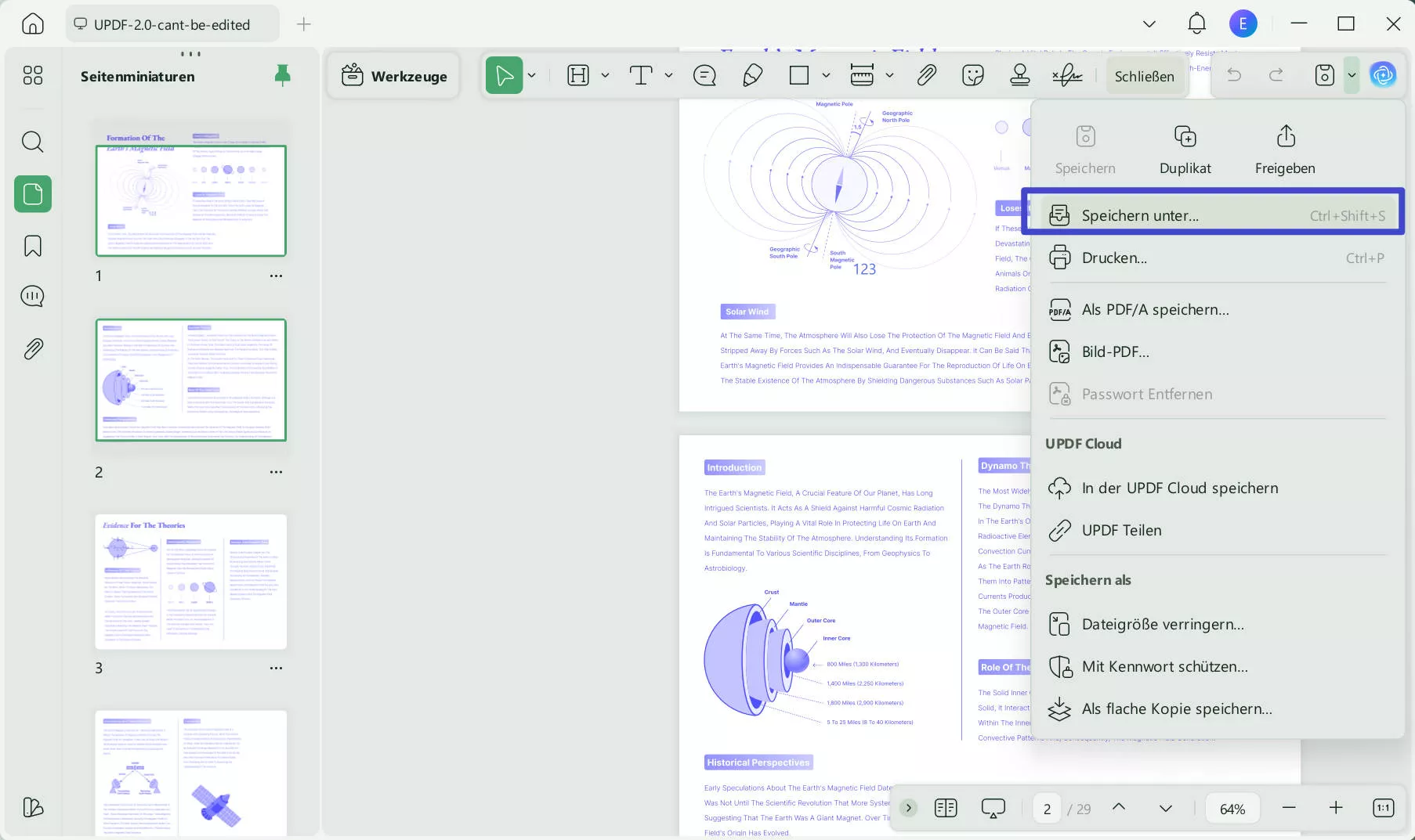 PDF umbenennen Wählen Sie Speichern unter.