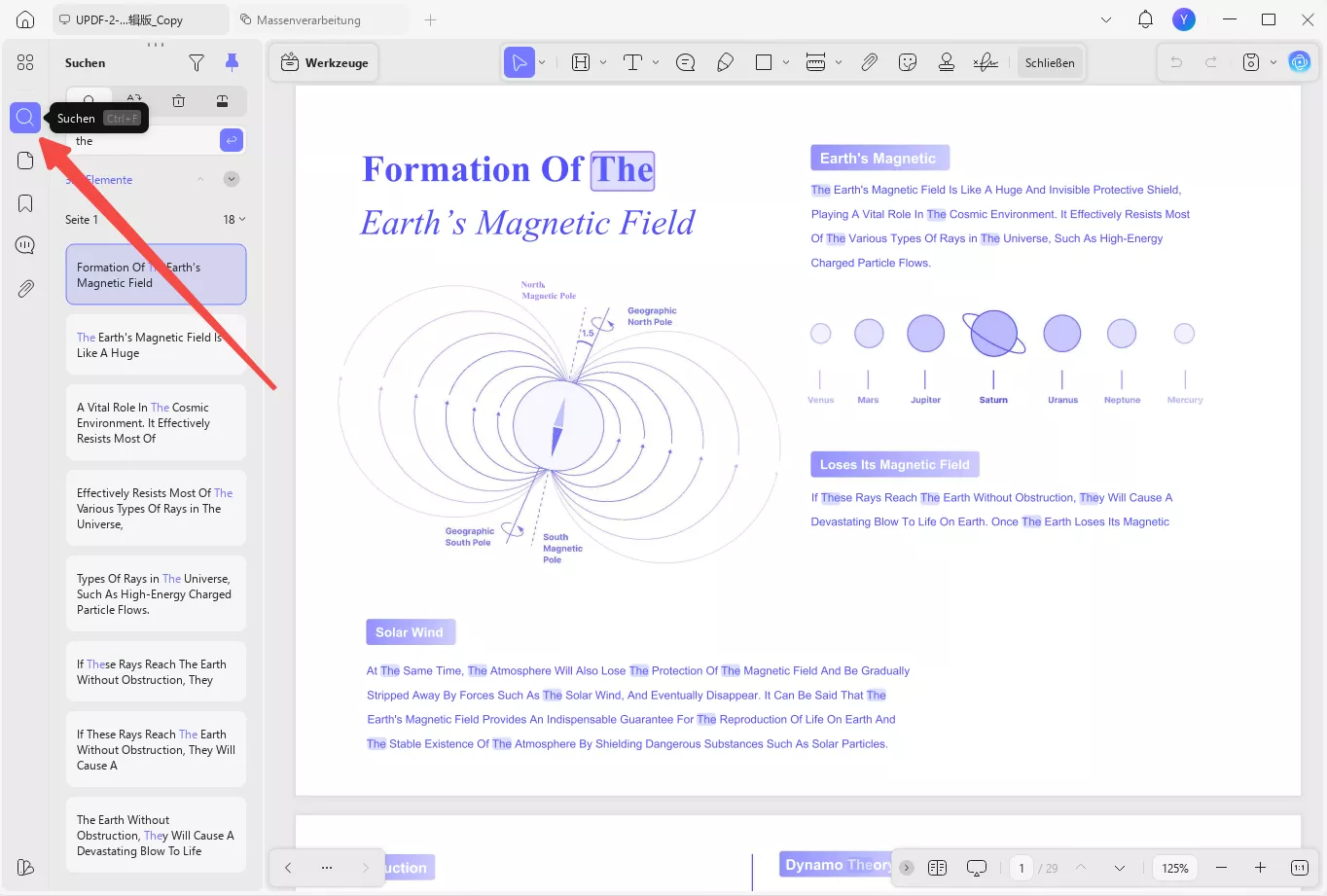 text in pdf mit updf suchen