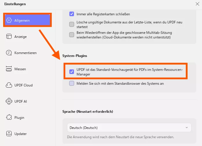 UPDF ist das Standard-Vorschaugerät für PDFs im System-Ressourcen-Manager.