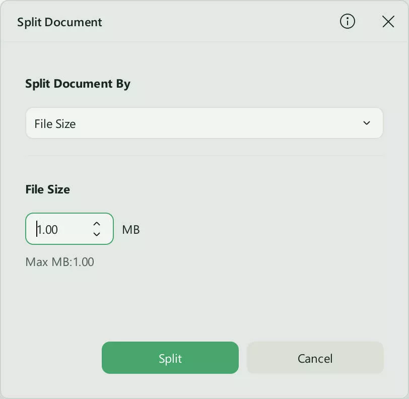 split pdf by size updf split