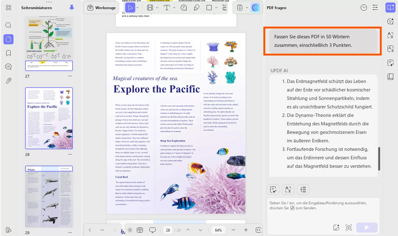 den Inhalt auswählen und zusammenfassen