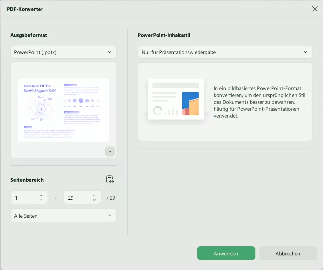 Konvertieren Sie PDF in PPT, ohne das UPDF-Ausgabeformat der Schriftart zu ändern