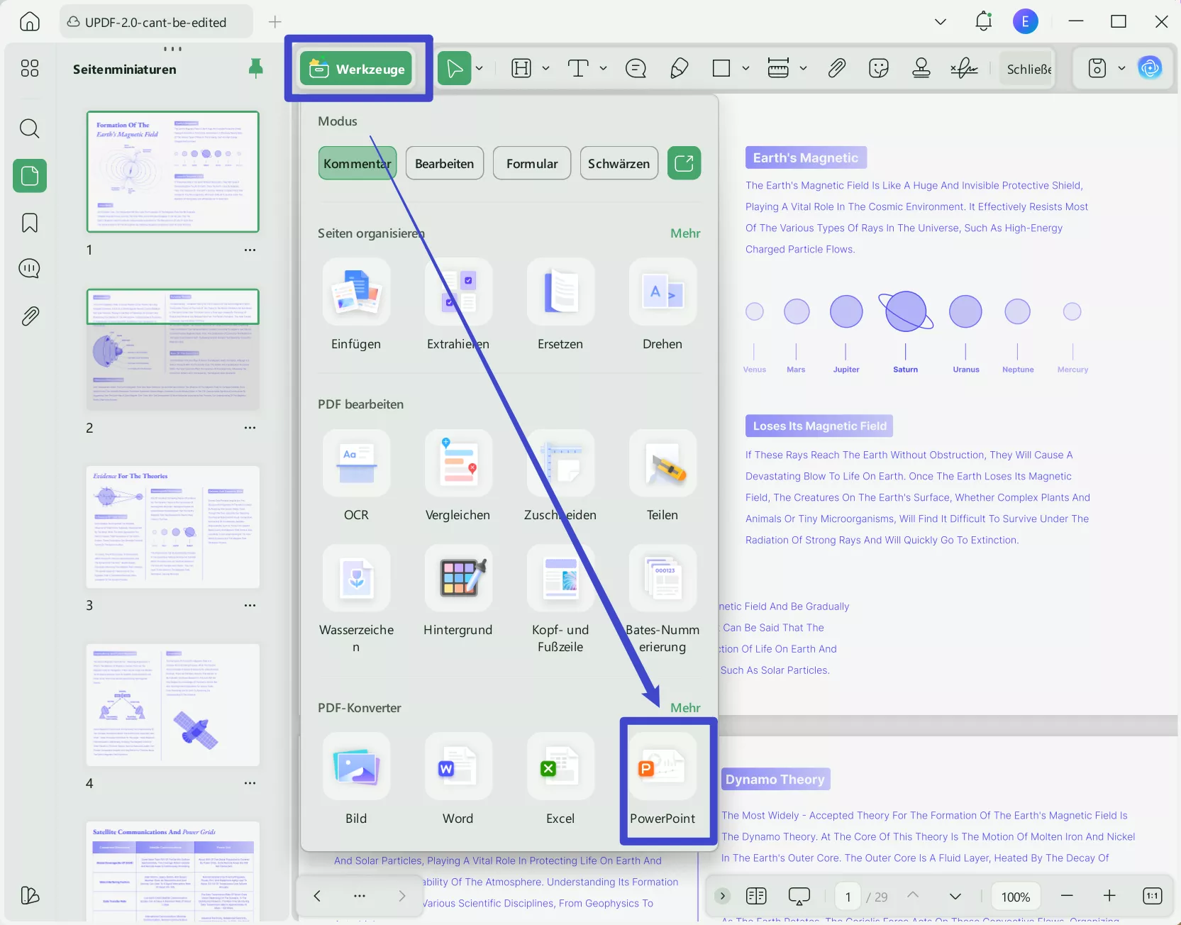 Konvertieren Sie PDF in PPT, ohne die Schriftart zu ändern. UPDF