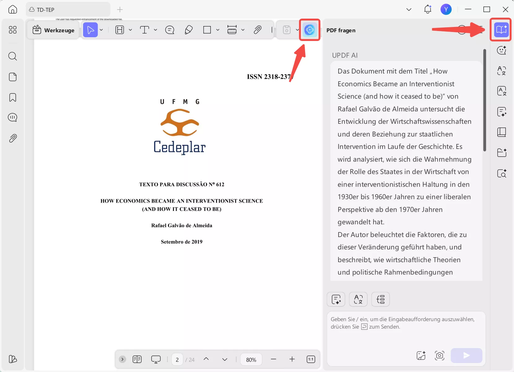 scispace PDF fragen auf Windows mit UPDF AI