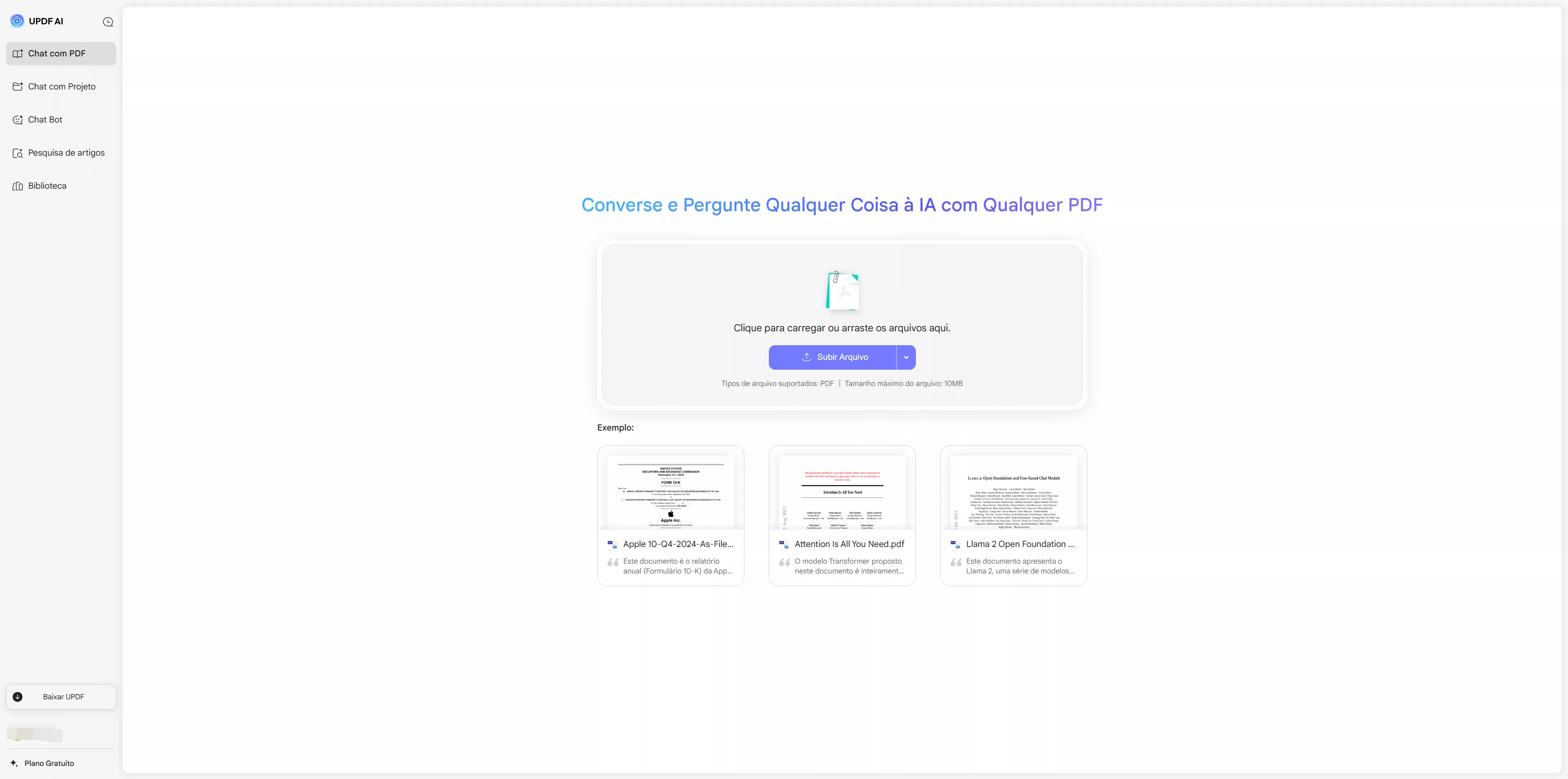 gerador de prompt de ai UPDF AI conectado