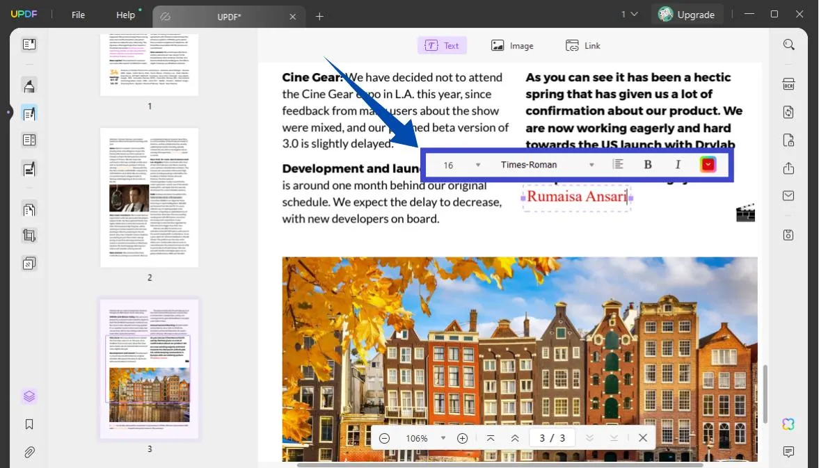 Write and customize the text in PDF with UPDF
