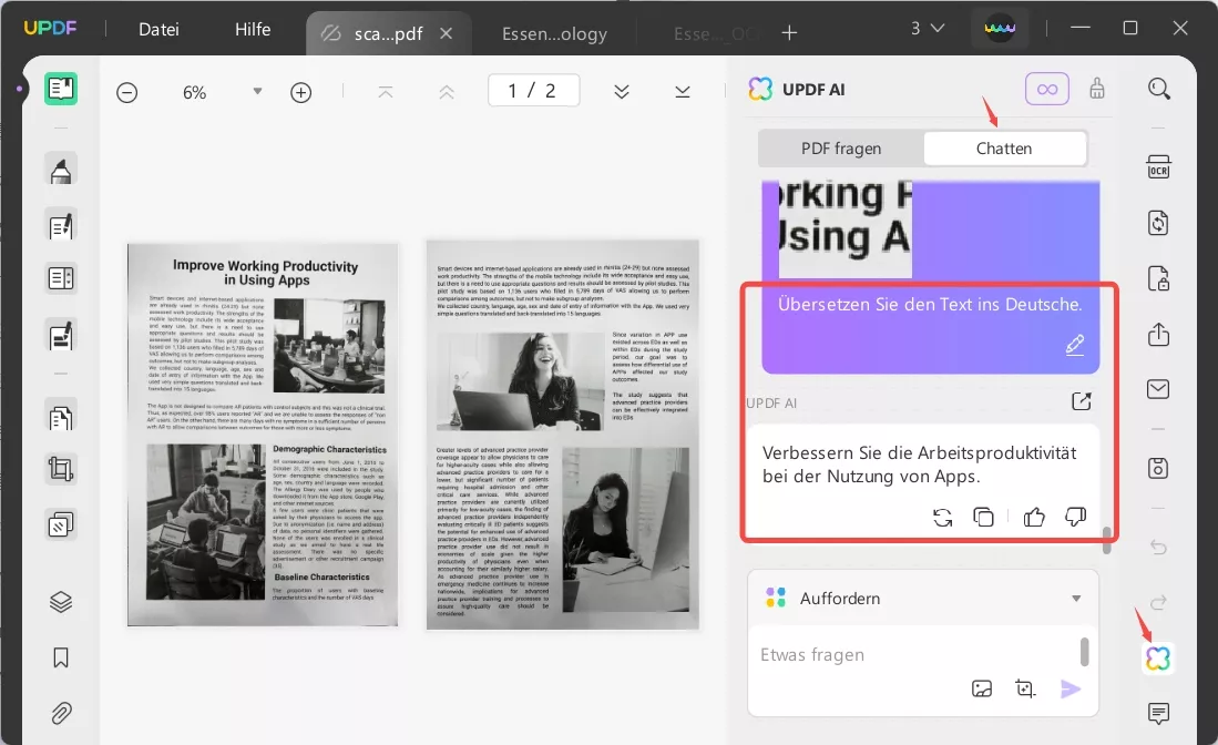 Extrahieren von Text aus gescannten PDF-Dateien mit UPDF AI