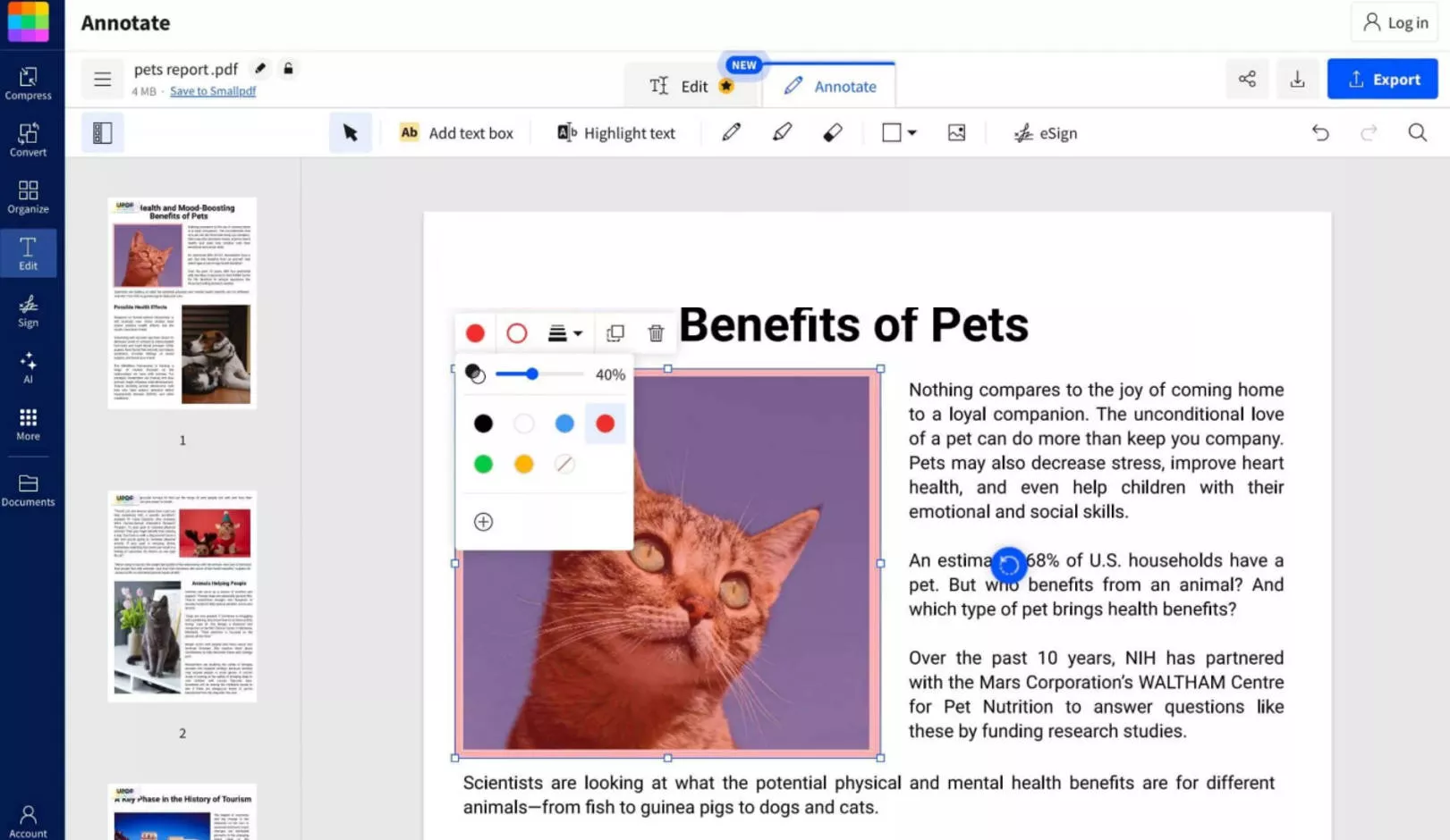 highlight image in pdf with updf via shape feature