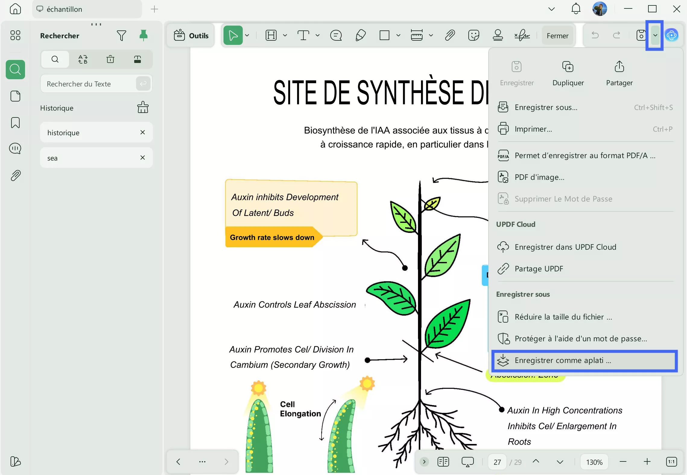 enregistrer sous aplatir avec updf