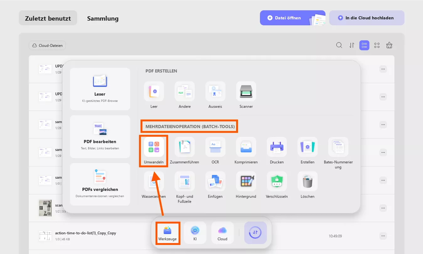 pdfs stapelweise konvertieren