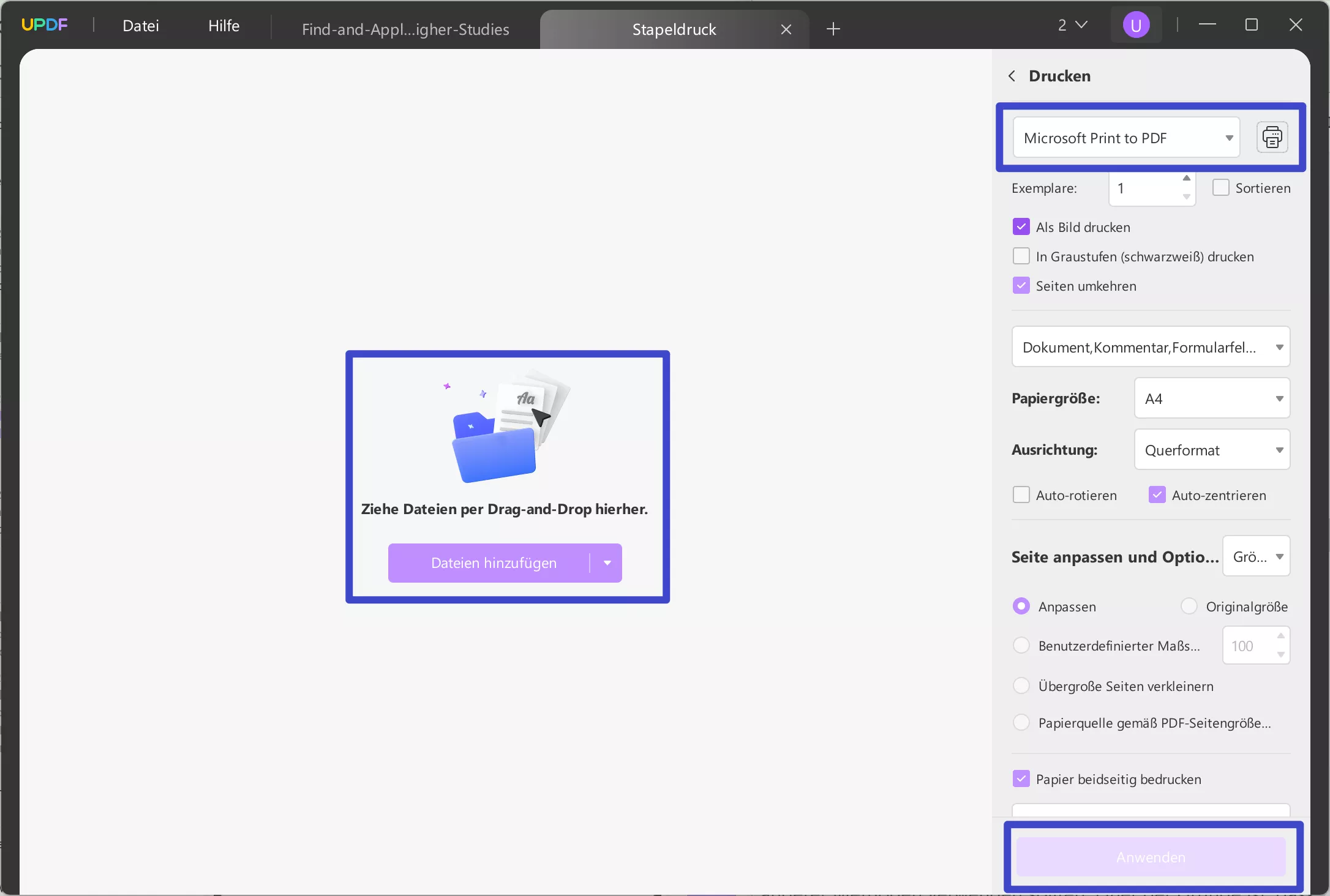 So entfernen Sie ausfüllbare Felder in PDF durch Stapeldruck in UPDF