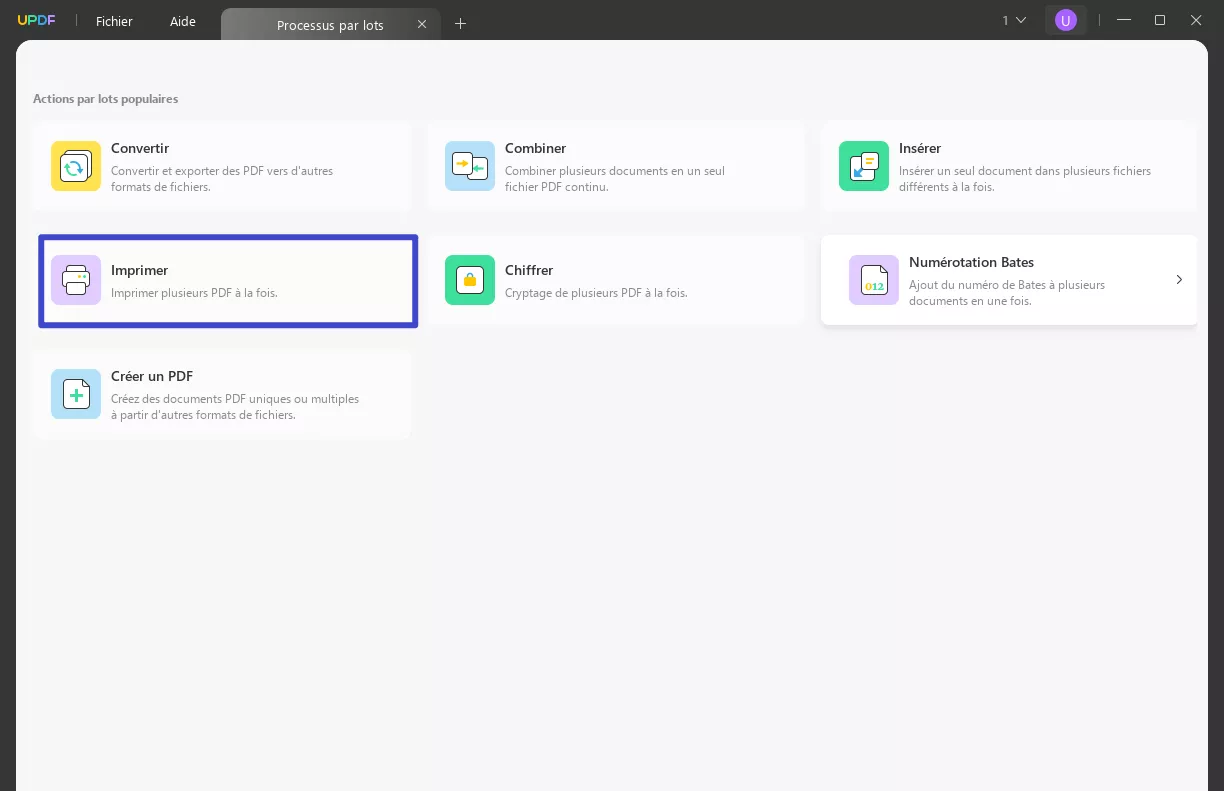 Imprimez par lots des fichiers PDF dans UPDF pour convertir des formulaires PDF remplissables en PDF classiques