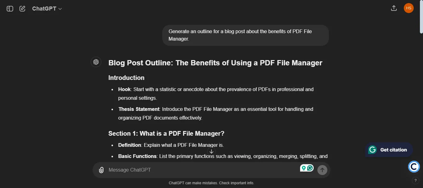 blog outline generated with chatgpt