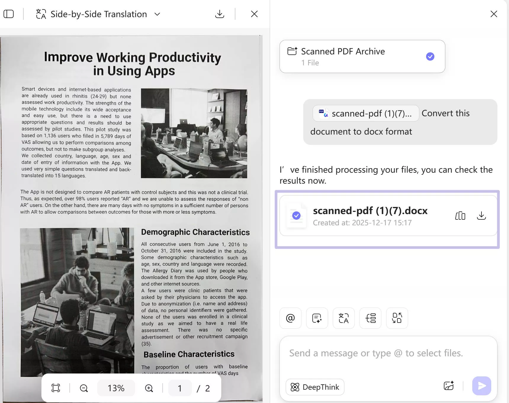 perform ocr to scanned PDFs