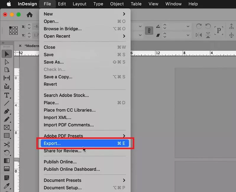crop marks indesign click File and select Export in indesign