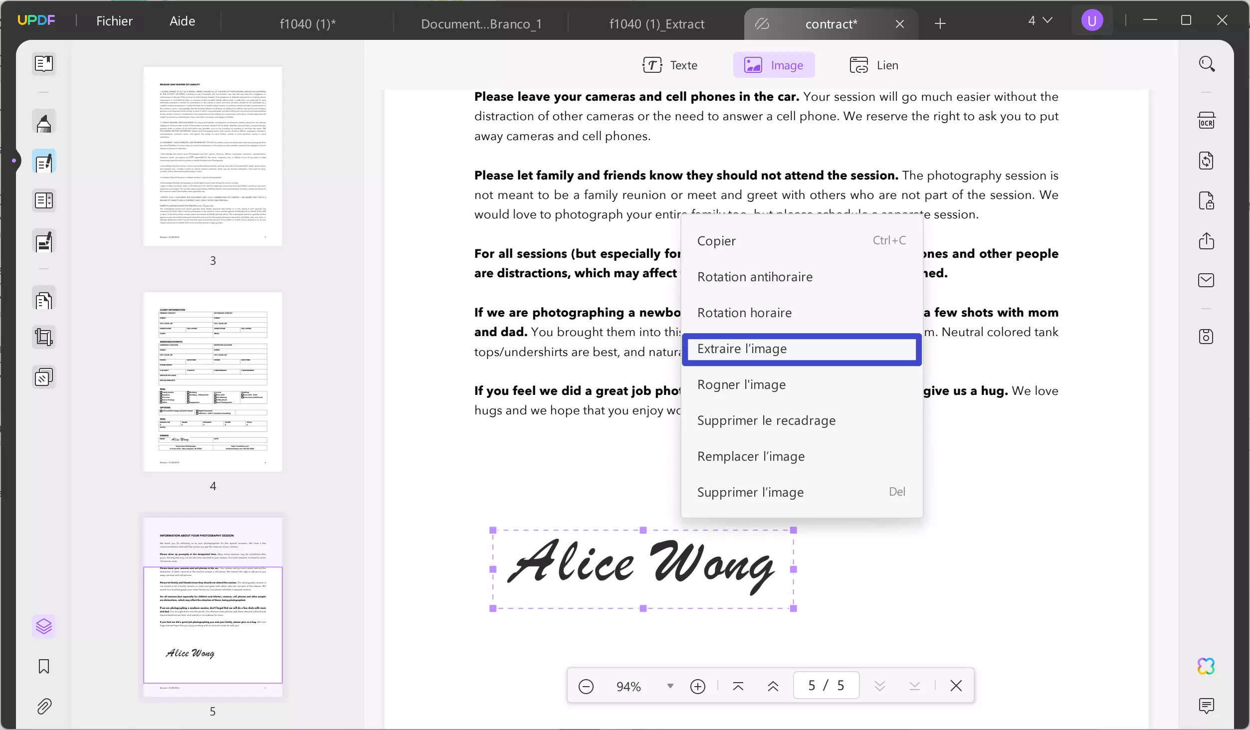rogner une signature PDF