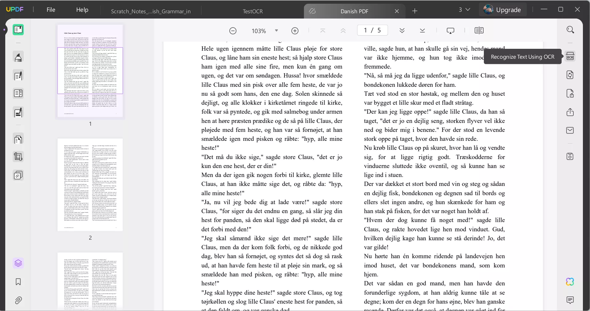 select the ocr option in UPDF to make the scanned Danish PDF editable