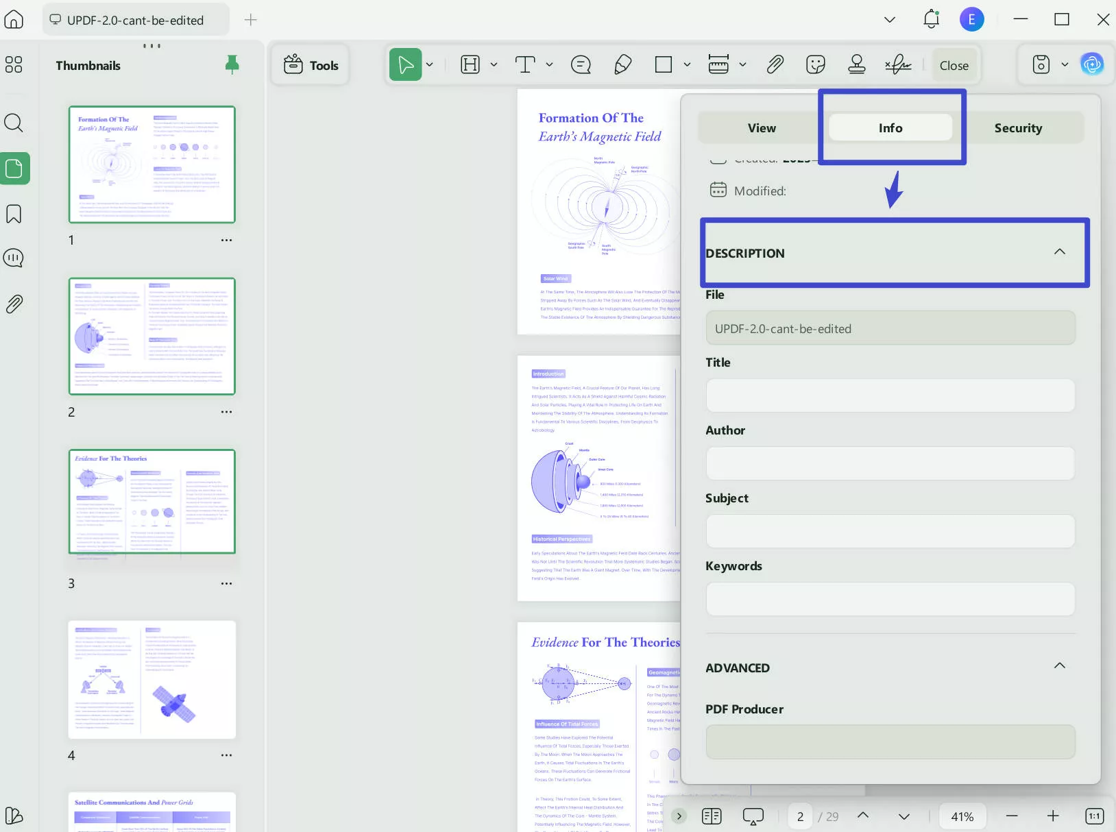 view the pdf creation and modification details in updf