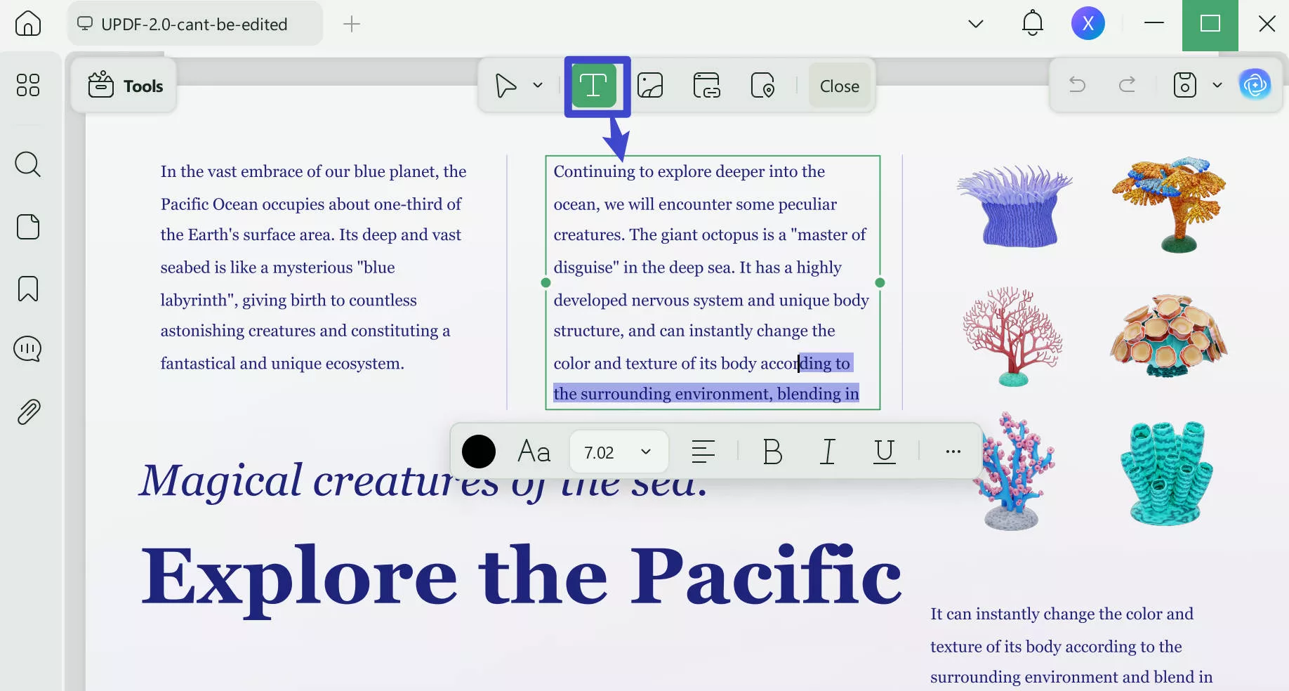 select text to edit with updf