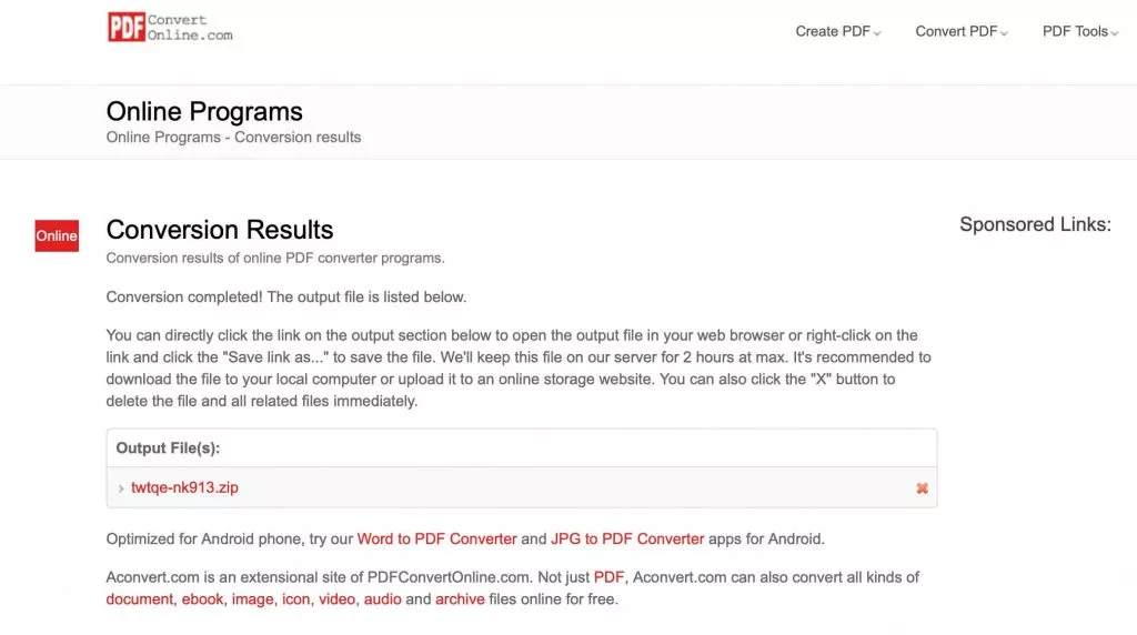 pdfconverteronlineでpdfから埋め込みファイルを抽出
