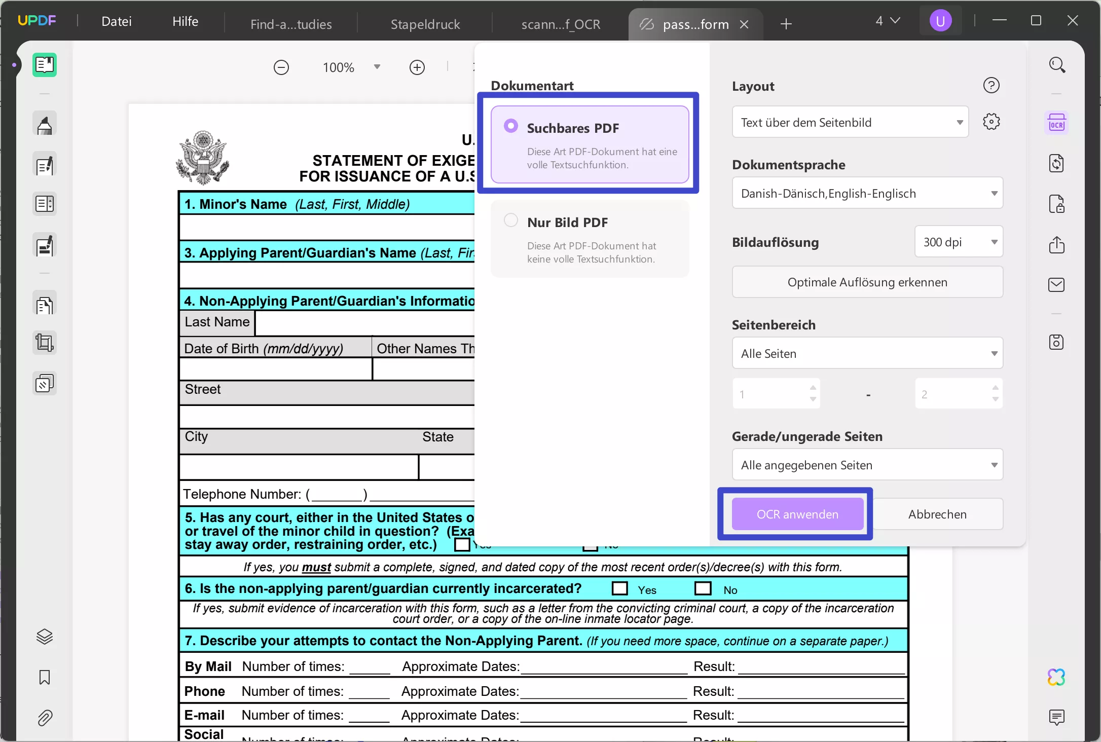 Nur Bild-OCR durchführen