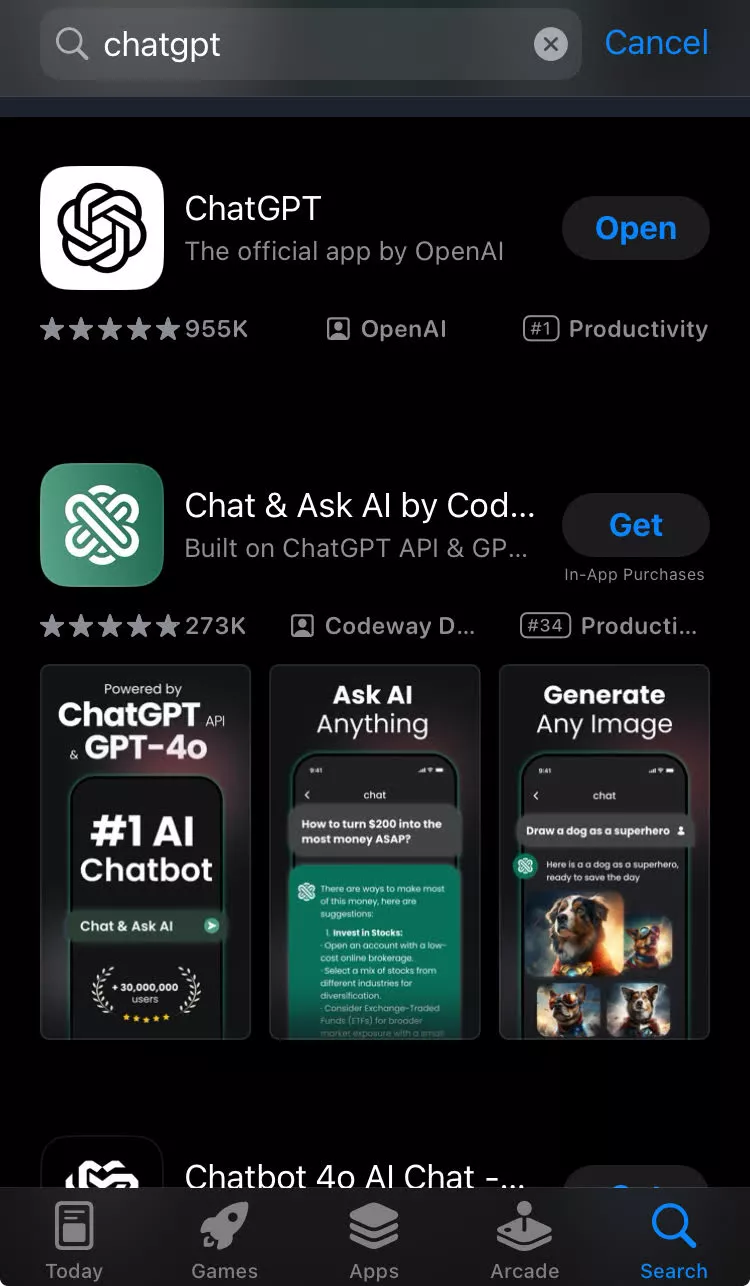 앱스토어에서 chatgpt 다운로드