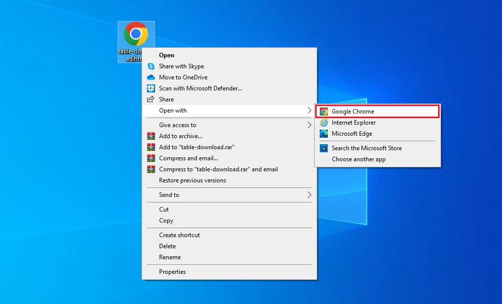 open html table file with a browser