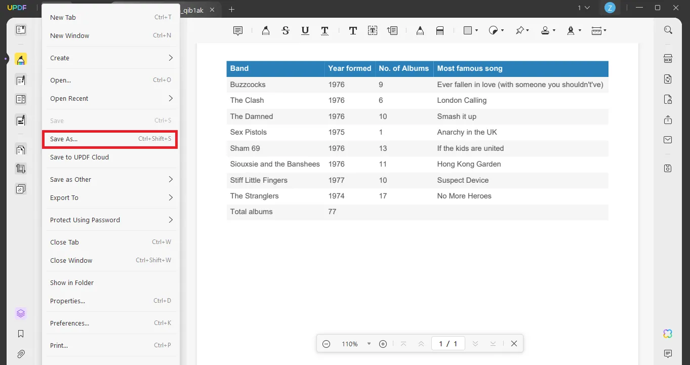 save your file after changing with UPDF