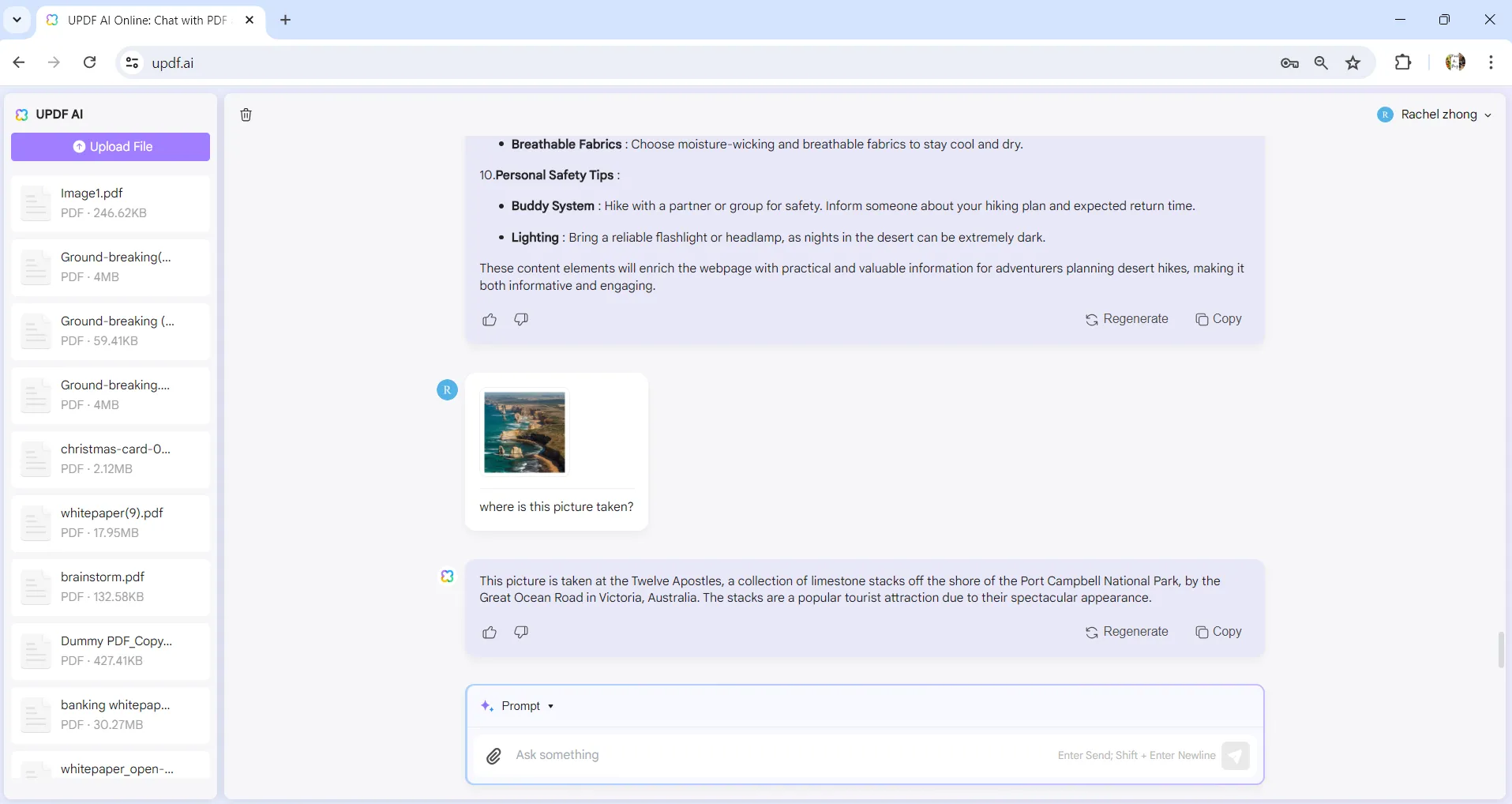 czat z obrazem zidentyfikuj lokalizację obrazu za pomocą Asystenta AI UPDF online