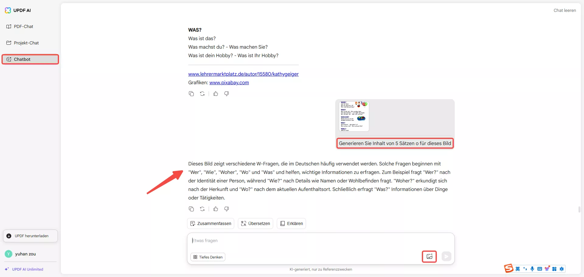 Inhalte auf Bildern generieren