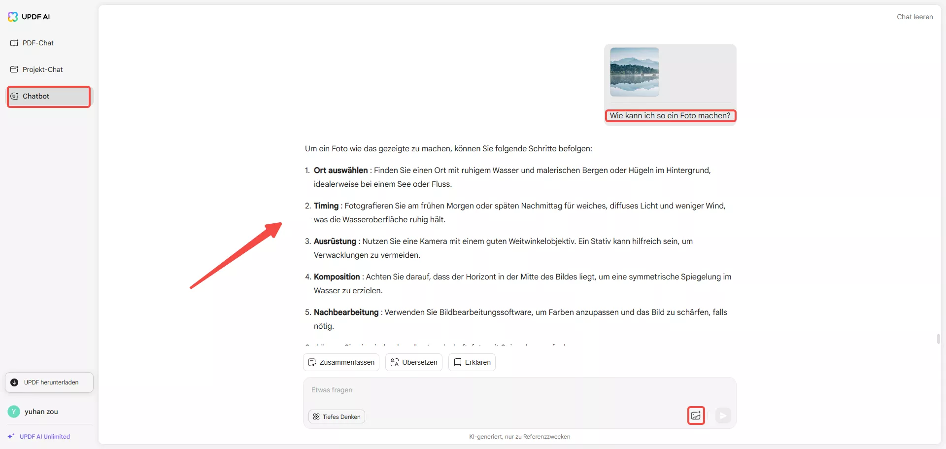 Bildvorschläge aus dem Chat erhalten