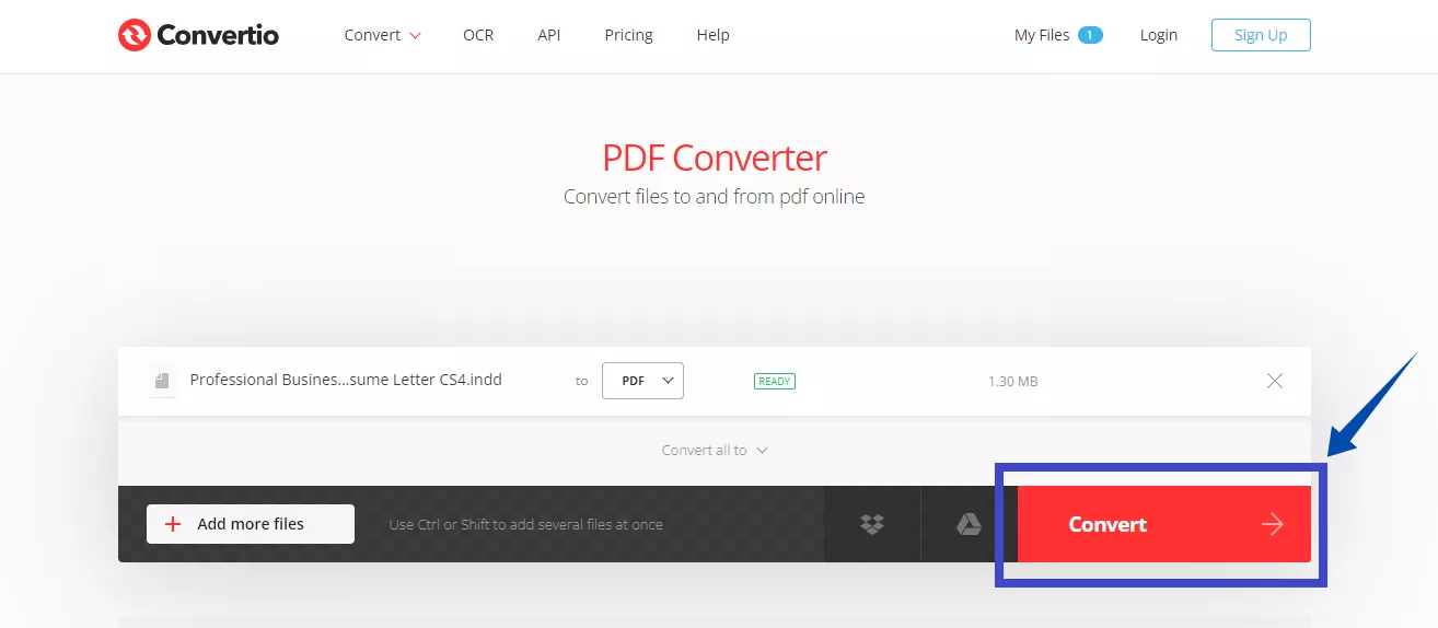 Convertio 인디자인 파일 변환