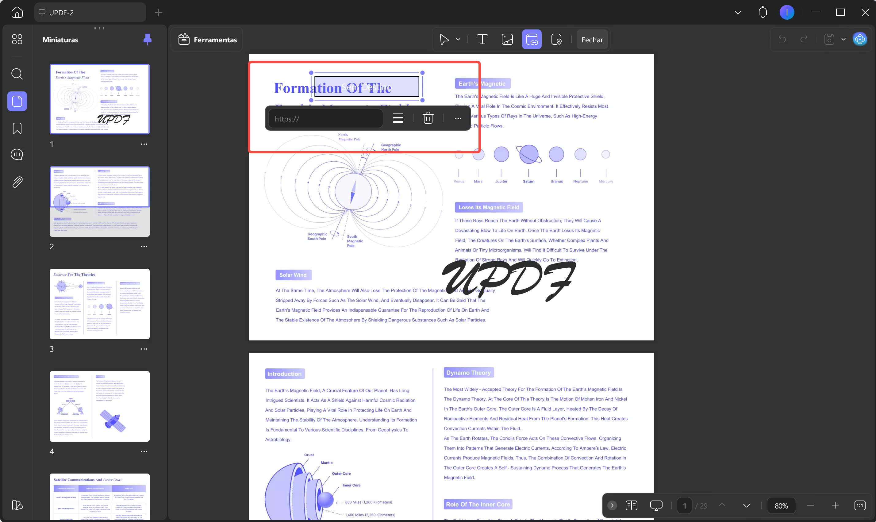 inserir e editar link