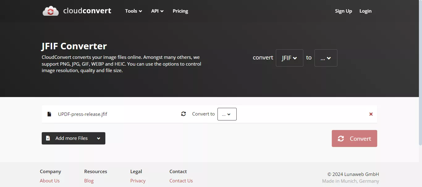 upload the JFIF file.