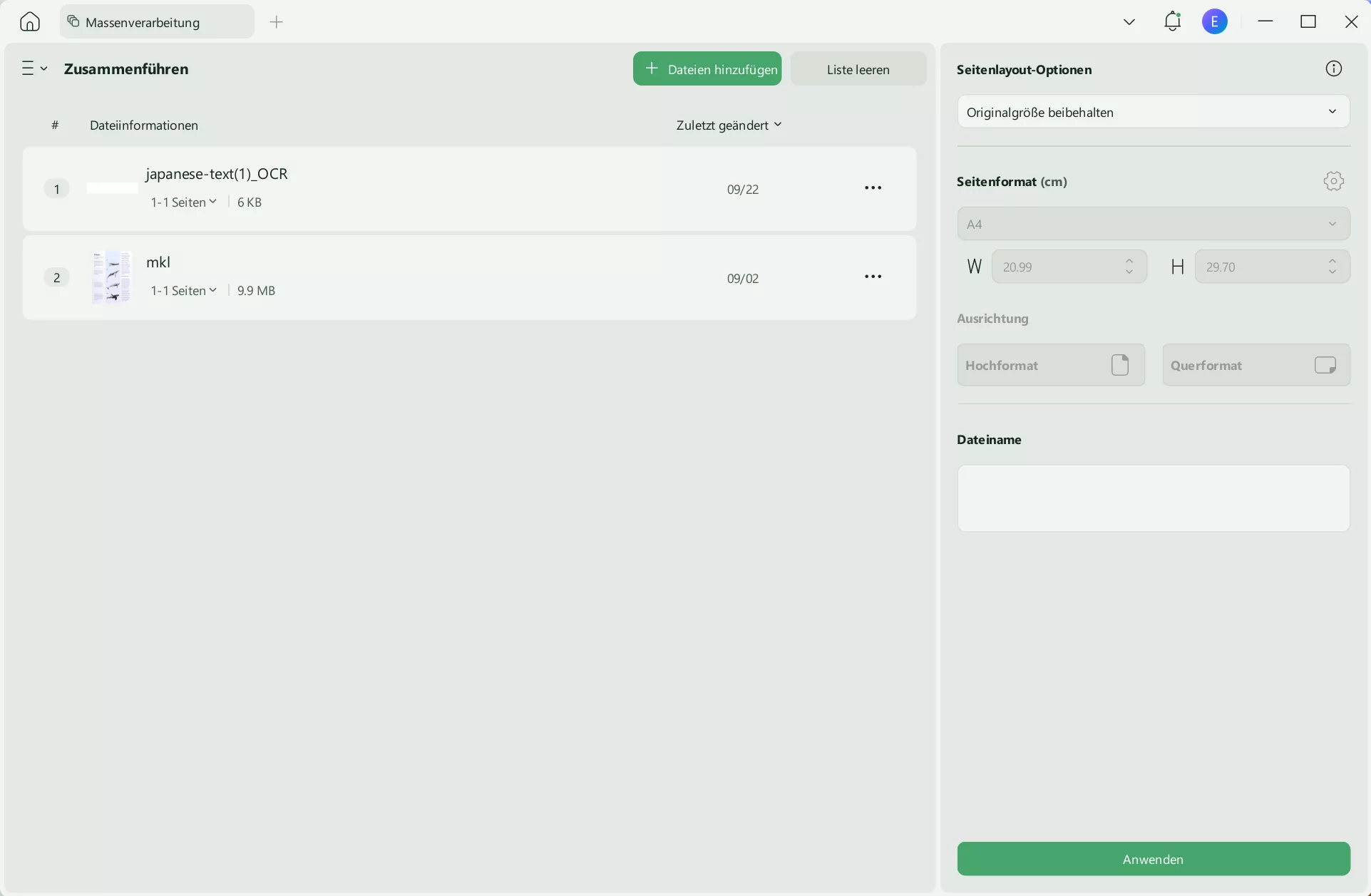 Excel-Dateien zusammenführen anwenden