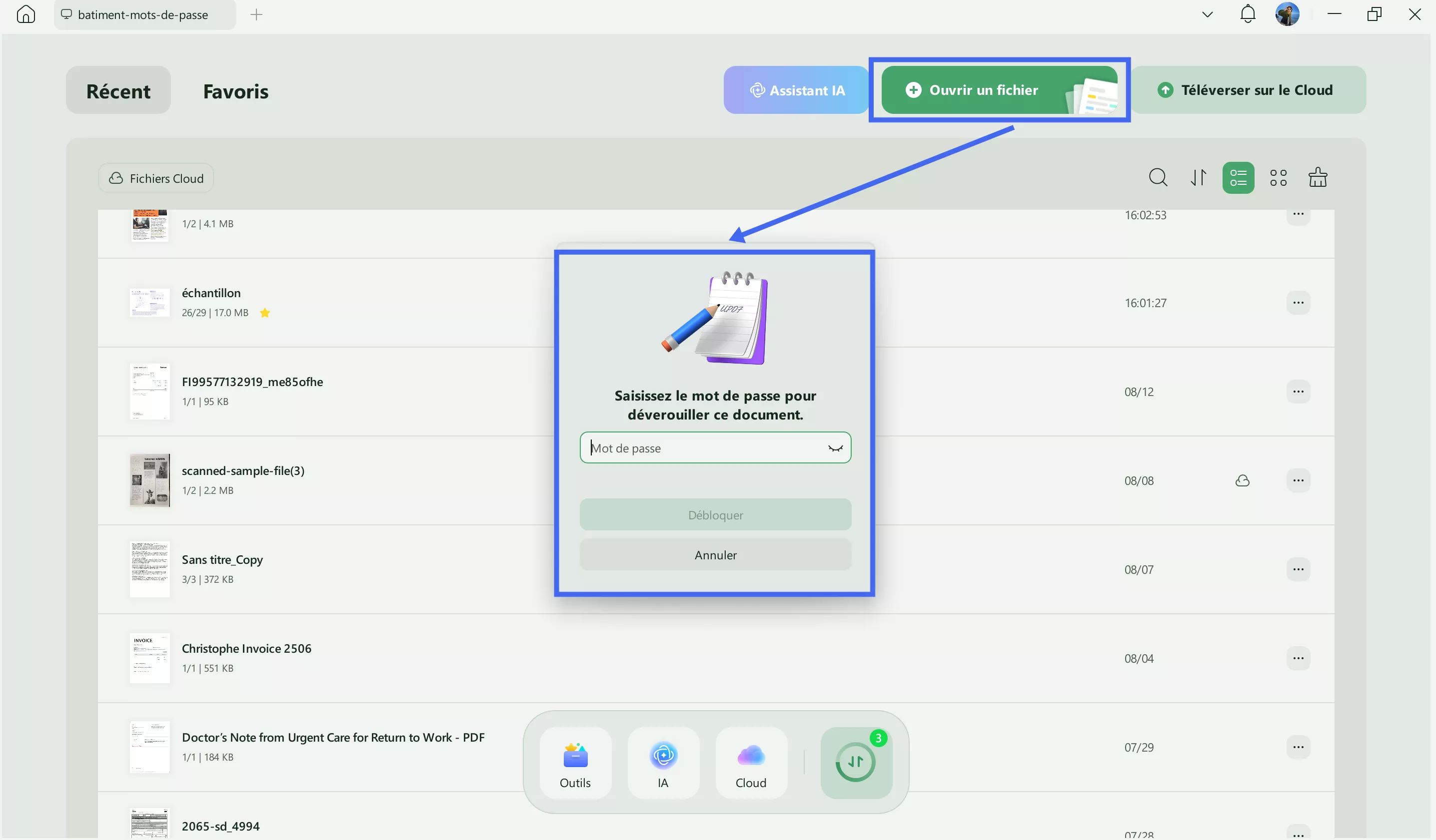 Ouvrir un fichier PDF sur UPDF Windows