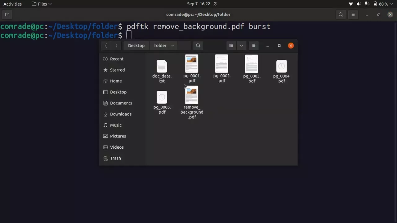 pdf pages are separated on linux