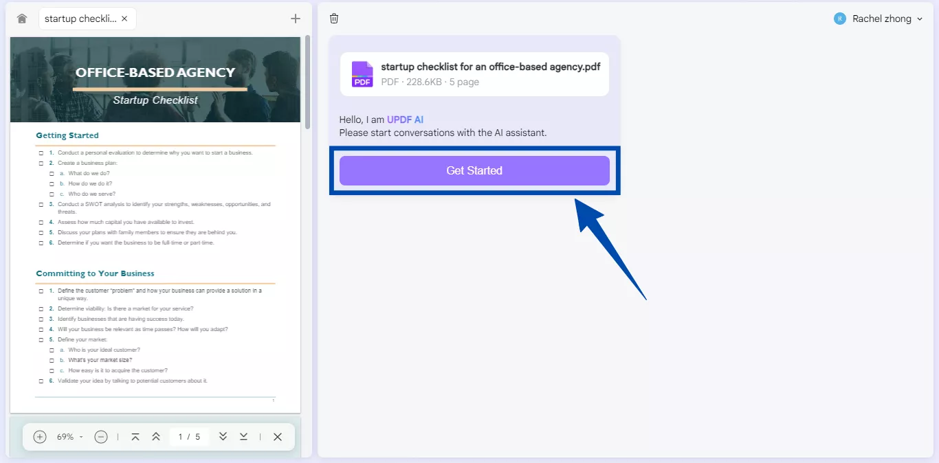kliknij przycisk Rozpocznij w updf ai online