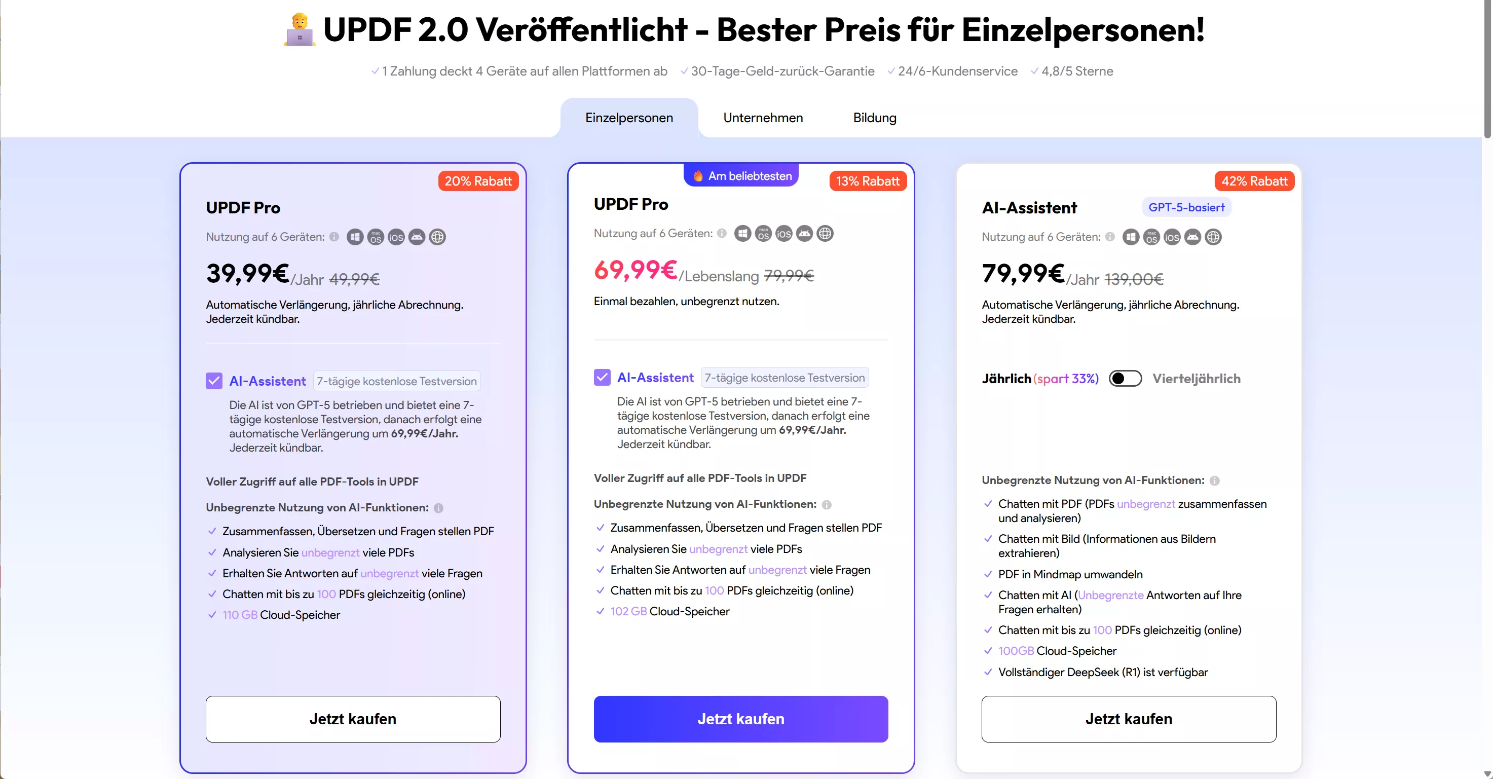 UPDF AI Preisgestaltung