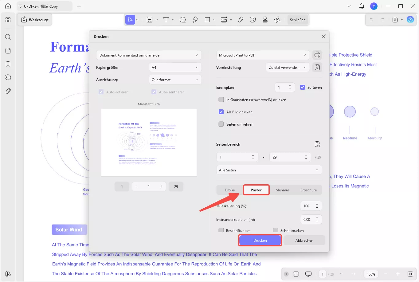 Wie Sie ein großes Bild auf mehrere Seiten drucken UPDF