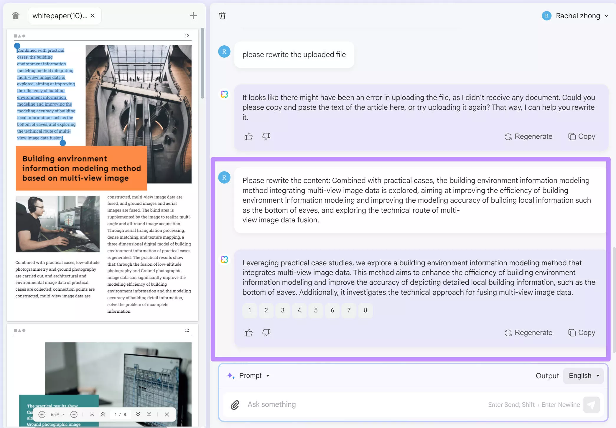 Herschrijf de inhoud in PDF met de online AI-assistent van updf