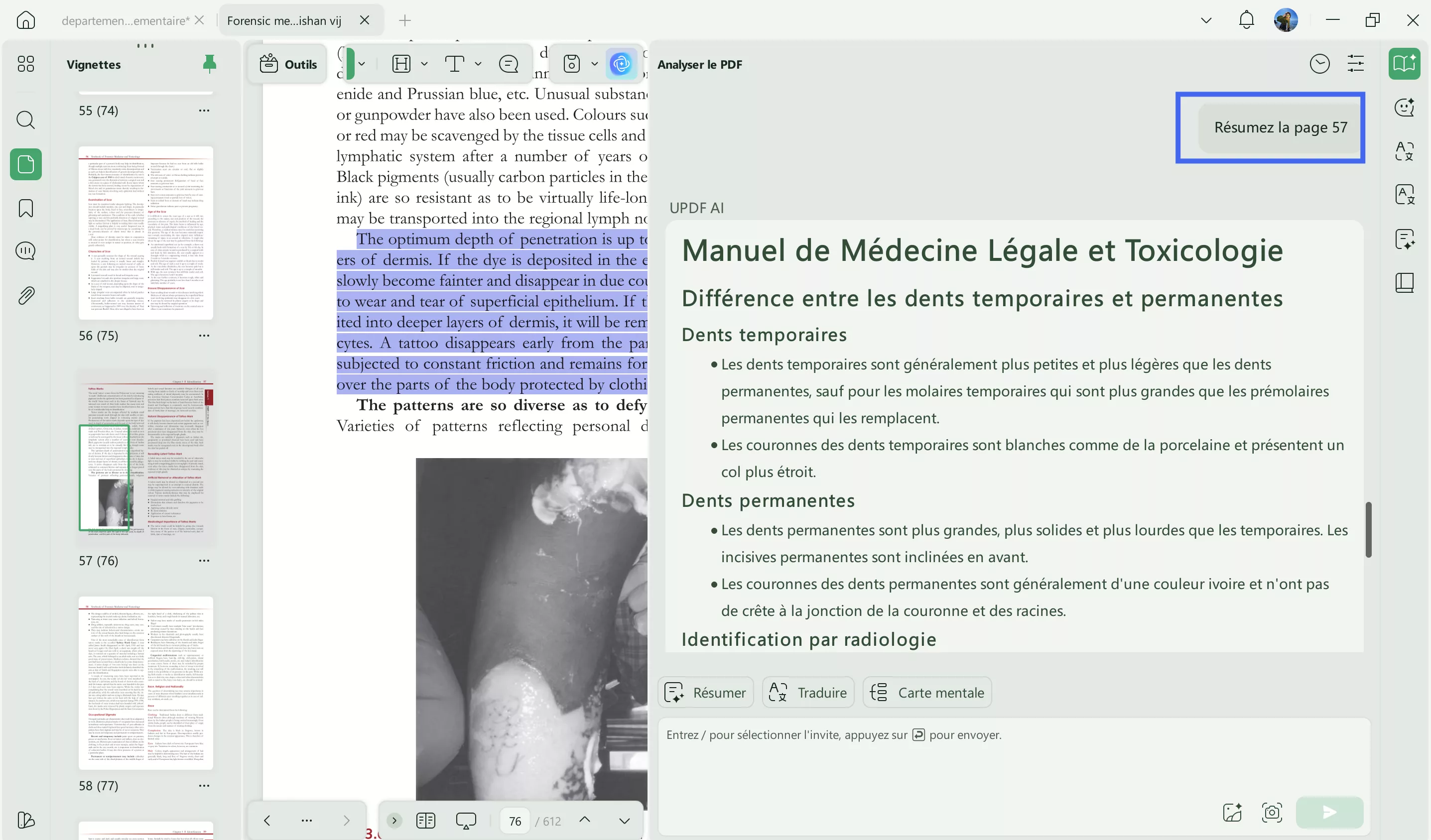 Mac résume le texte updf ai