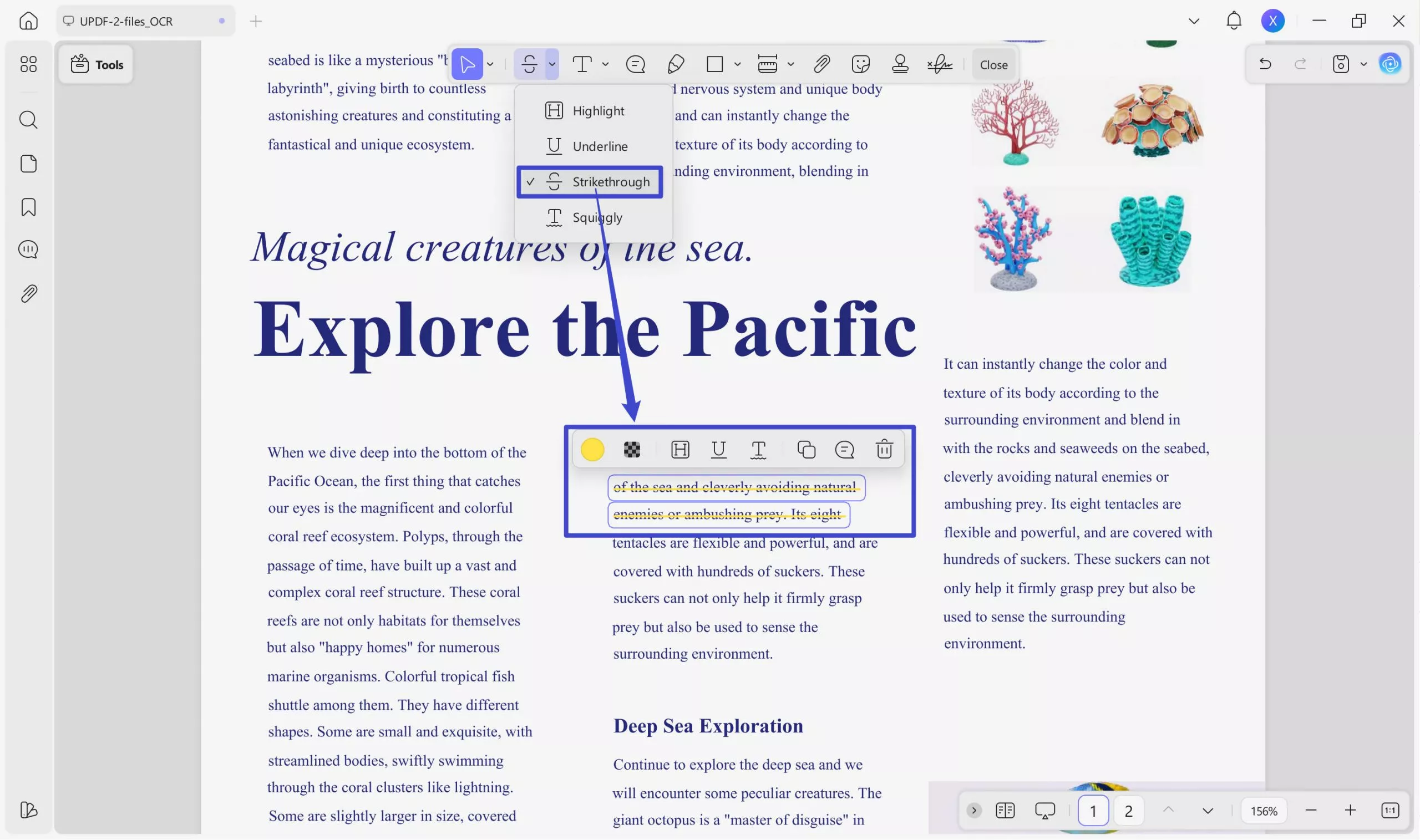 strikethrough adobe acrobat strikethrough the text in PDF with UPDF