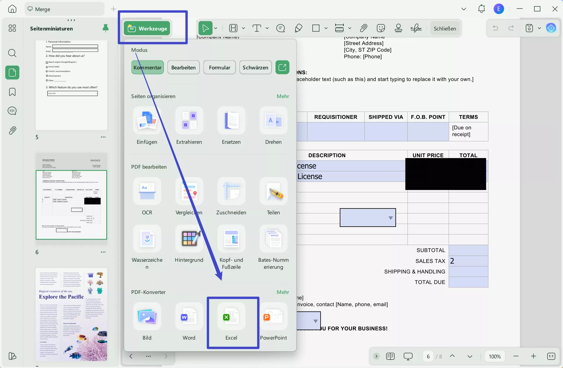 Excel-Dateien zusammenführen und nach Excel exportieren