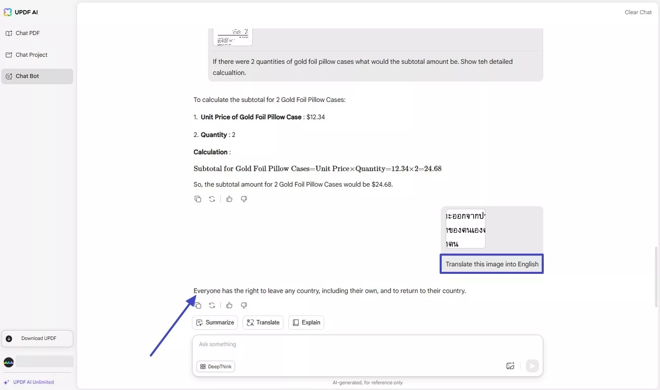 translate language of image text
