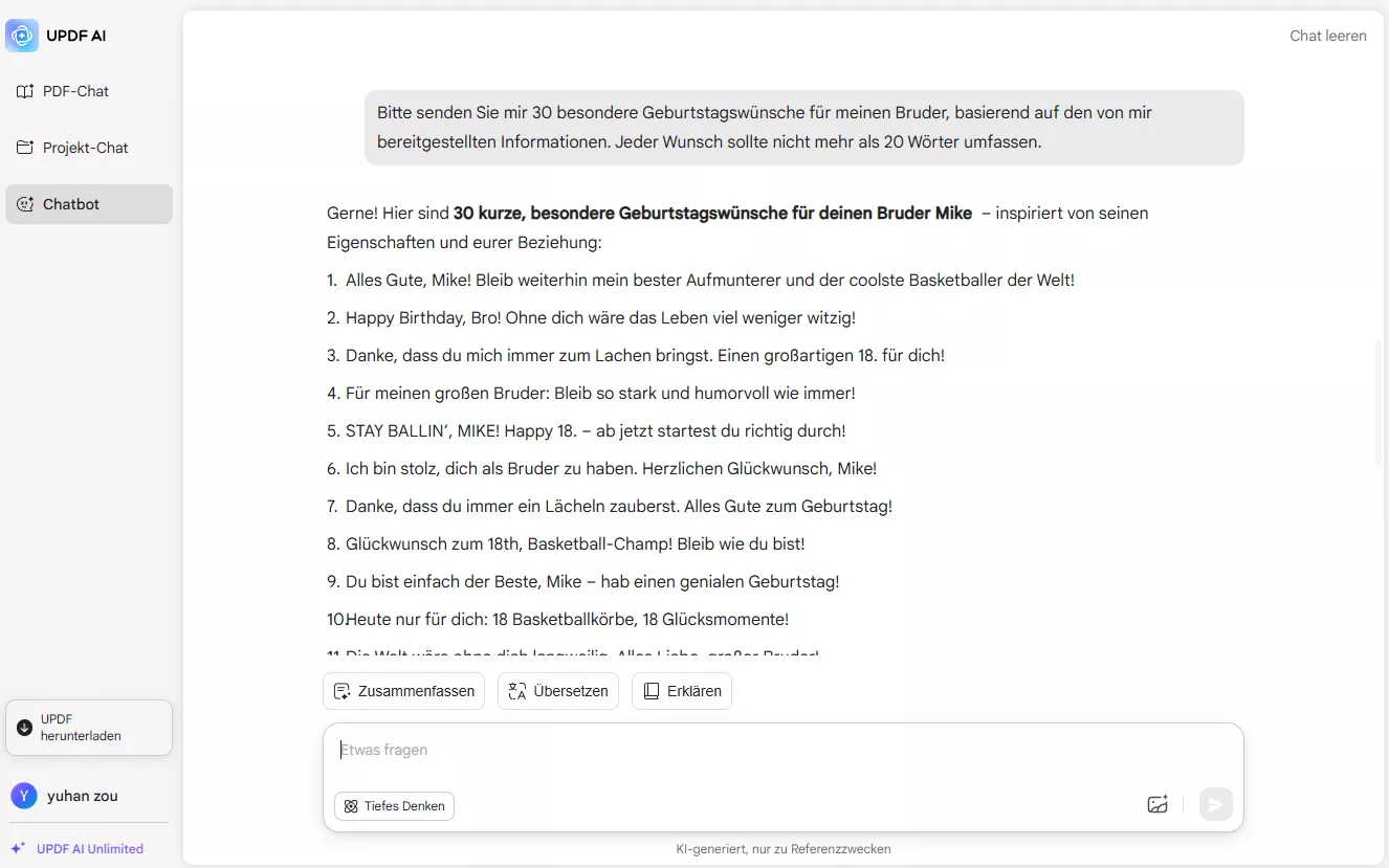 Geburtstagswünsche für den Bruder erstellen