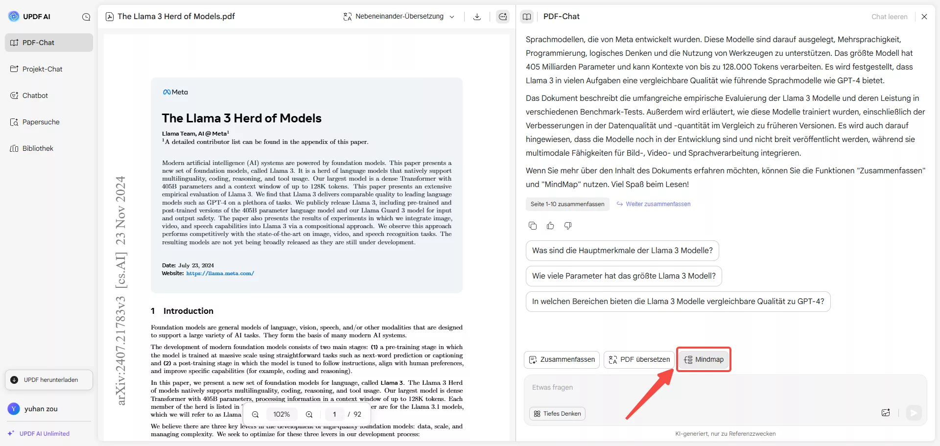 Mindmap-Option wählen