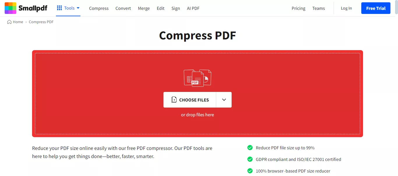 upload the pdf file with smallpdf